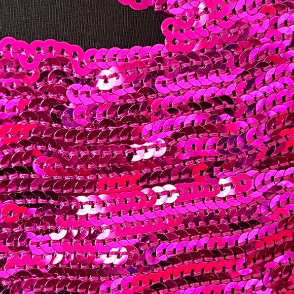 LK  Textile Collections Sequined Bull Design Tee in Bright Pink on black Size M - Picture 3 of 5